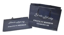 Lot of 100 State & Liberty Menswear Shopping Bags Tote Navy Blue Foldable
