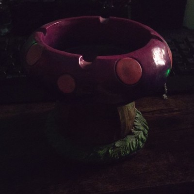 Ceramic Ashtray Purple Pink Decorative Mushroom 