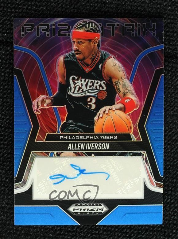 2024 Panini Prizm Black Prizmatrix Signatures Blue 37/49 Allen Iverson Auto HOF