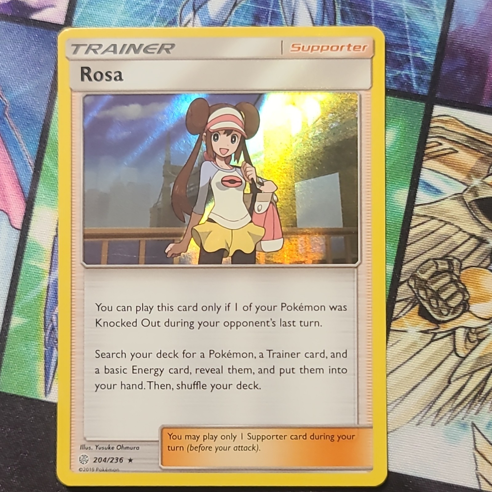 Pokémon Rosa 204/236 SM Cosmic Eclipse Full Art Holo Rare 2019 Trainer Supporter