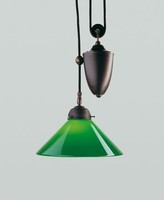 HäNgelampe Messing Antik Glas GrüN L:30 Cm E27 Stilvoll Pendelleuchte Blendarm