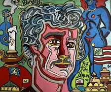 WILLIAM BRUN ABSTRACT PORTRAIT MODERNIST FIGURATIVE POP ART MCM VINTAGE PAINTING