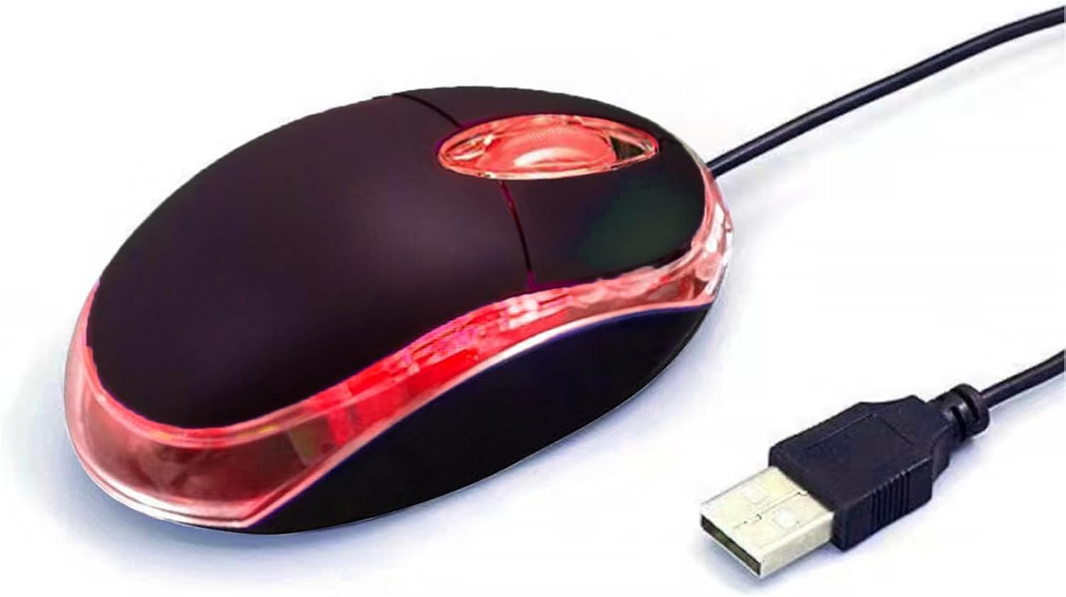 Wired Mini Optical Mouse with Ergonomic Design and USB in Black