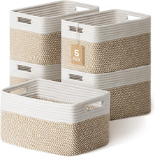 5 Pack Woven Storage Baskets for Shelves, Decorative Basket Organizer Storage Bi