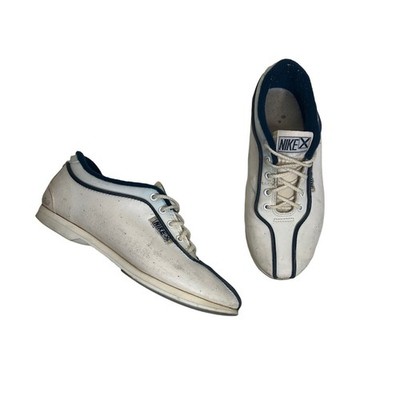 Nike X Vintage 80s Lace Up Bowling Shoes Split Toe White Blue Womens 6