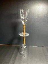 2 Signed Stephen Smyers Morocco 24k Gold Hammered  Glass Sherry Glasses 6 3/8”