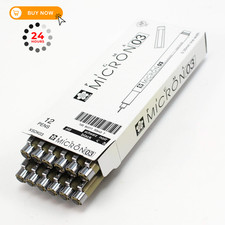 Sakura 50152 Micron Pen, 03-0.35mm Tip, Black Ink, Box of 12 Pens 03,