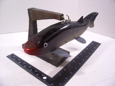 11" Wood Sturgeon Fish Spearing Decoy & Display Stand-Handcrafted in WI.,USA-WRS