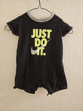 Nike Black Romper With Yellow And Gray Accents Size 0-6 Months Great Condition