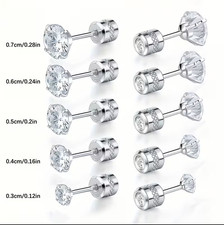 14K White/Yellow Gold Round Moissanite Stud Earrings Screw Back 3mm-8mm Unisex