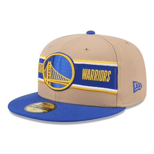 Gorra ajustada para hombre New Era bronceada/royal Golden State Warriors 2024 NBA Draft 59FIFTY