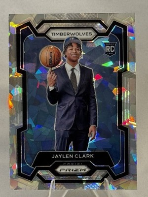 Jayden Clark 2023-24 Prizm Basketball Silver Cracked Ice RC Prizm #166 T-Wolves