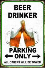 Beer-Sign Metal-Sign Wall-Art Décor-Poster, Beer Drinker Parking Only, for Home