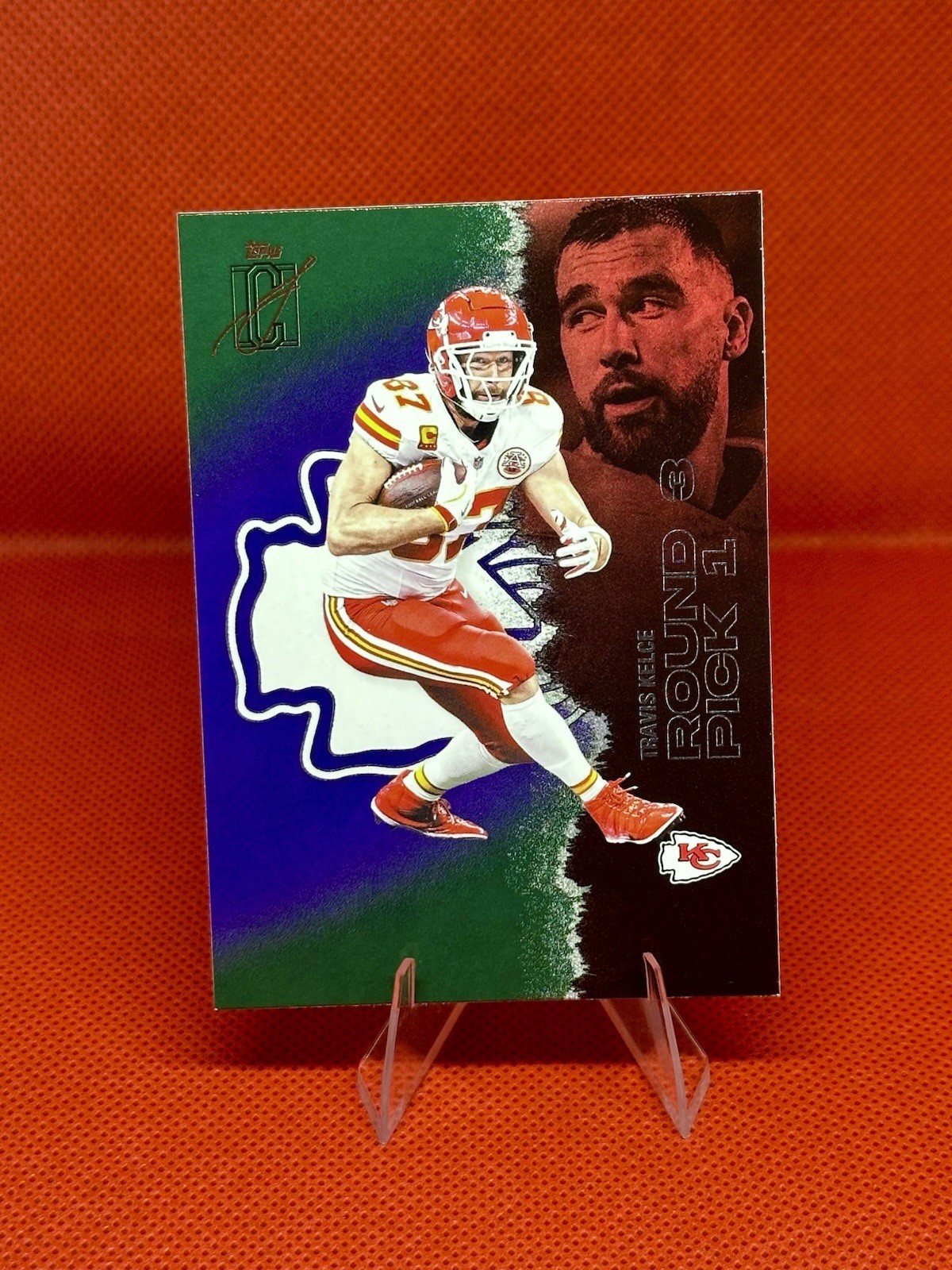 2025 Topps Signature Class #80 Travis Kelce Green & Purple Parallel