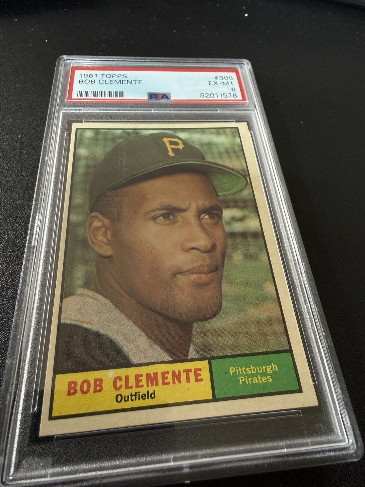 Roberto/Bob Clemente 1961 Topps Baseball Card #388 Pirates - PSA Graded 6 EX-MT view 4