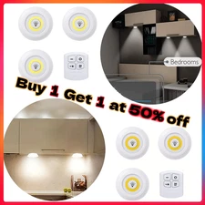 3x LED Wireless Puck Lamps Closet Under Cabinet Lighting With Remote Control