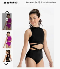 Balera MT13234 High Neck Strappy Cut-Out Leotard Black Girls SA 4/6
