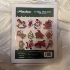 Vtg Christmas NOS HERRSCHNERS Holiday Memories Ornaments Set of 12 Canvas Kit 