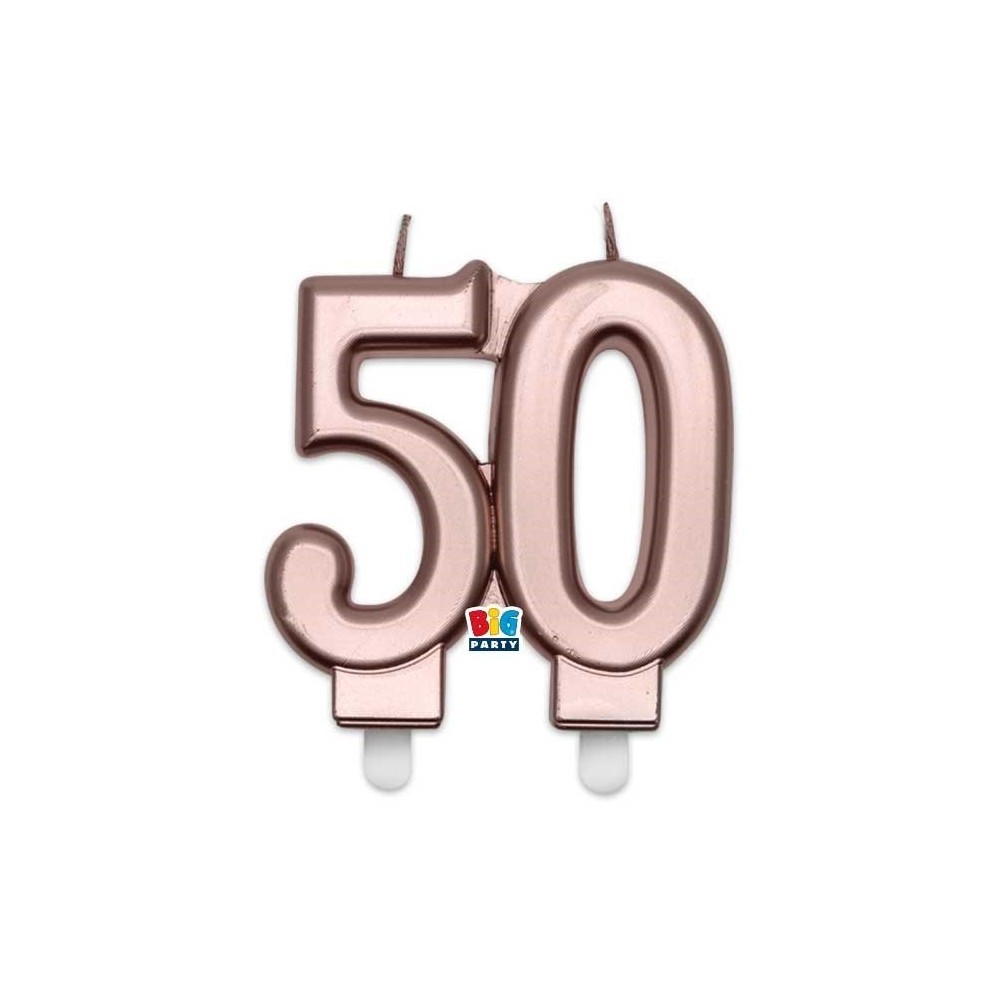 Candelina 50 Anni Rosa Oro Elegant 9cm