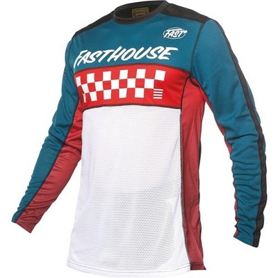 Fasthouse Grindhouse Waypoint Motocross Jersey | Black/Aqua/White/Red