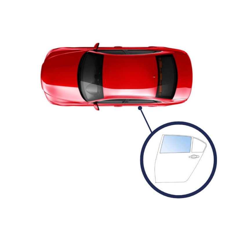 Vitre arrière gauche teintée verte pour rénovation de portière Renault Clio 4