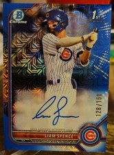 2022 BOWMAN CHROME 1ST PROSPECT LIAM SPENCE AUTO BLUE MOJO 128/150.