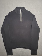 Black Stylus Men's Large Quarter Zip Knitted Sweater