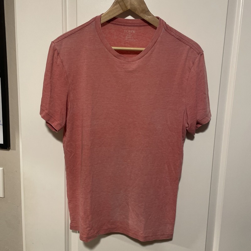 J.CREW FACTORY NWD 100% Cotton Men's Pink Cotton Wash Jersey Tee SMALL 53362