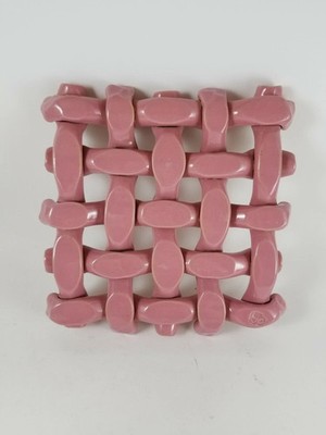Pink Ceramic Kris KrossTrivet/Hot Plate Unique, Marked 8x8x1
