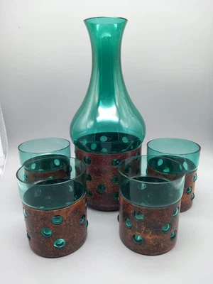 Nanny Still für Raak Dekanter + 4 Gläser Harlekin Kupfermantel midcentury 60er - Bild 1 von 4