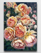 Flowers Rose painting IMPRESSIONISM Original Oil on canvas by E. Chernyakovsky