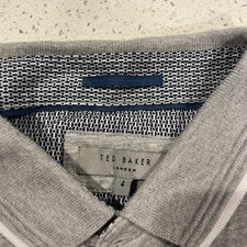 Ted Baker London Polo Shirt Mens Size 4 Gray Short Sleeve Casual Classic Preppy