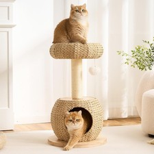 Modern Solid Wood Cat Tree Tower for Indoor Cats Large Adult 30 inch Corner