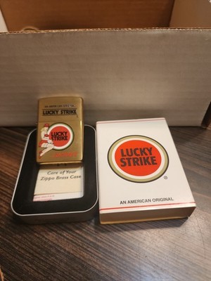 Zippo Lucky Strike Girl Brass Lighter New in Box