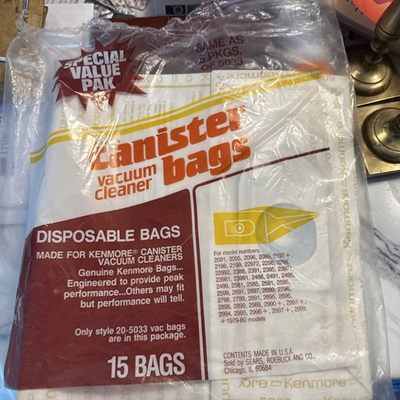 #ad VintageNEW Sears Kenmore 20 5033 Canister Vacuum Cleaner 6 Bags $25.00