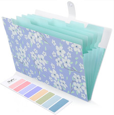 Expanding File Folder with 6 Pockets, Floral Accordion File Organizer for Import