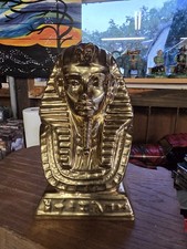 Amazing gold glazed ceramic " King Tut " statue / bust vintage