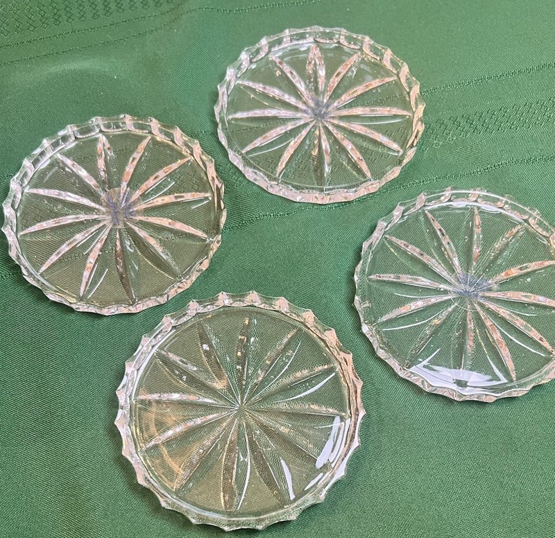 1995 Royal Limited Lead Crystal Coasters Set of 4 BOXED, Starburst, Croatia