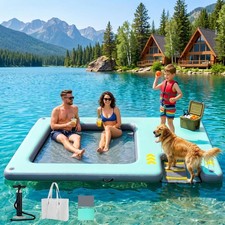 Inflatable Floating Dock with Dog Ramp Large Lake Pool Platform
