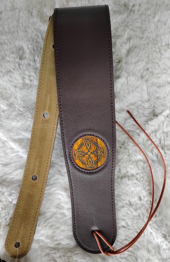 Thalia Dark Chocolate Leather Strap wHawaiiaan Koa Celtic Cross Inlay SDCCC-HK 11190₽