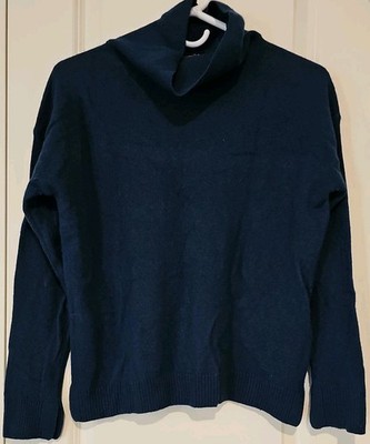 Massimo Dutti Womens Wool Cashmere Blend Turtleneck Sweater MEDIUM Dark Teal XS