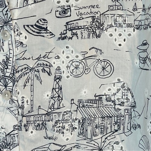 Chico's Black and White Cotton Button Down Shirt with Artistic Print - Picture 3 of 8