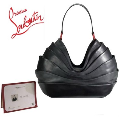  HTF!!  Christian Louboutin Black Cocotte Layered Leather Hobo Shoulder Bag