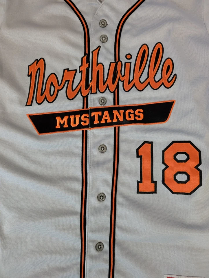 Бейсбольная футболка Northville Mustangs Rawlings серая No18 размер для взрослых (см. фотографии) - Изображение 3 из 4