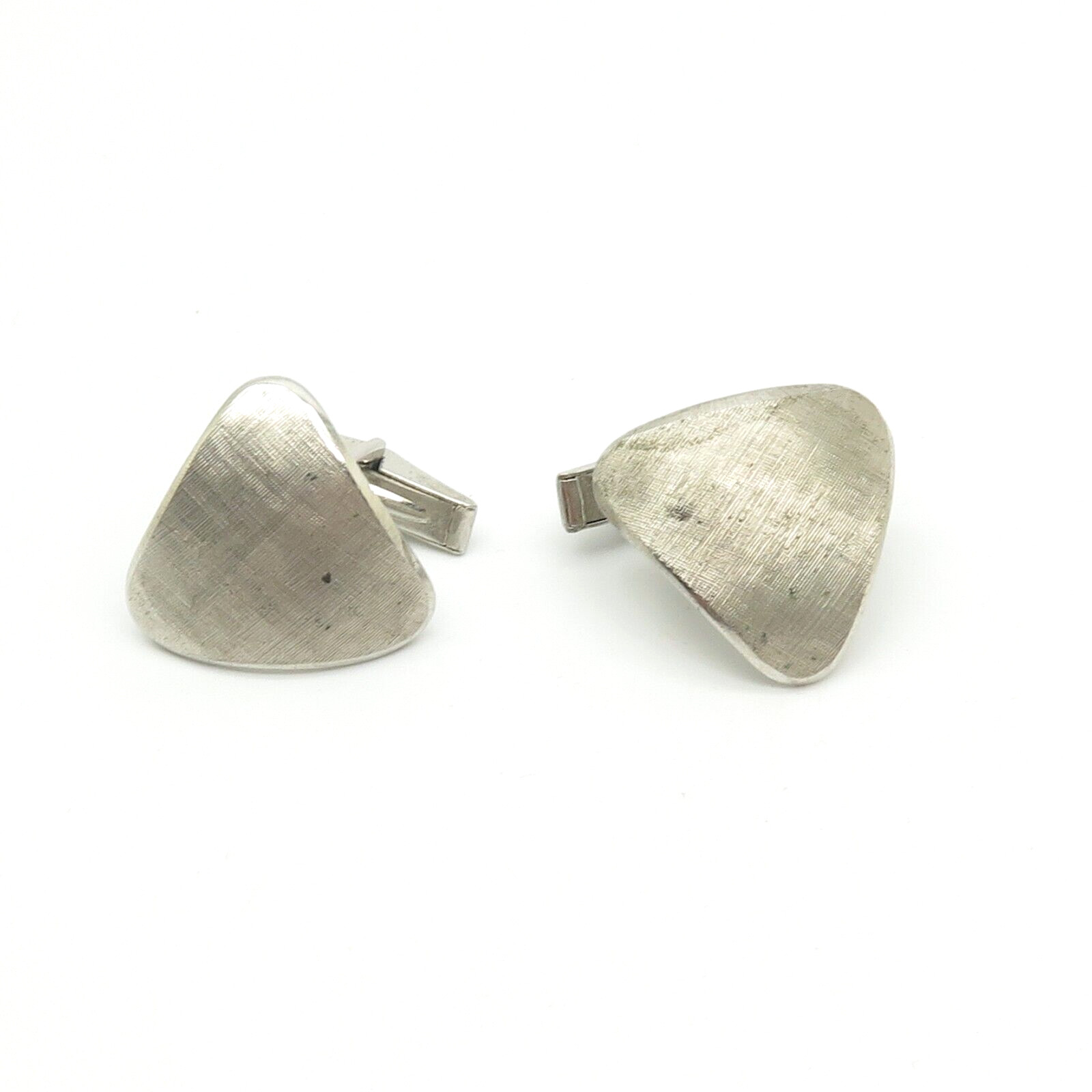 Sterling Silver Triangular Brushed Cufflinks - image 1