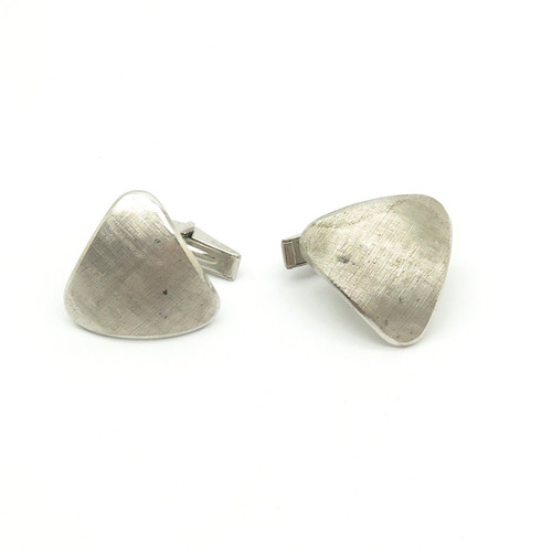 Sterling Silver Triangular Brushed Cufflinks
