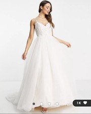 ASOS EDITION Isadora beaded lace cami wedding dress Gown mesh skirt Preowned