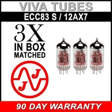 New In Box Gain Matched Trio (3) JJ Electronics Tesla 12AX7 ECC83-S Vacuum Tubes