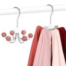 Hoodie Hangers 2-Pack with 6 Cedar Balls, 360 Swivel Purse Hanger, Scarf