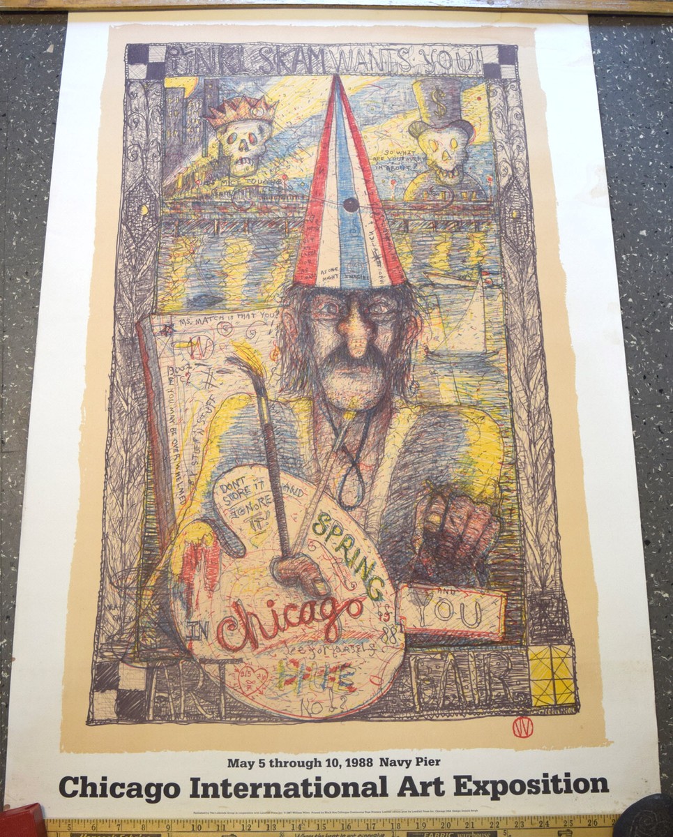 William Wiley Unkl Skam Wants You! Limited Edition,1988; Navy